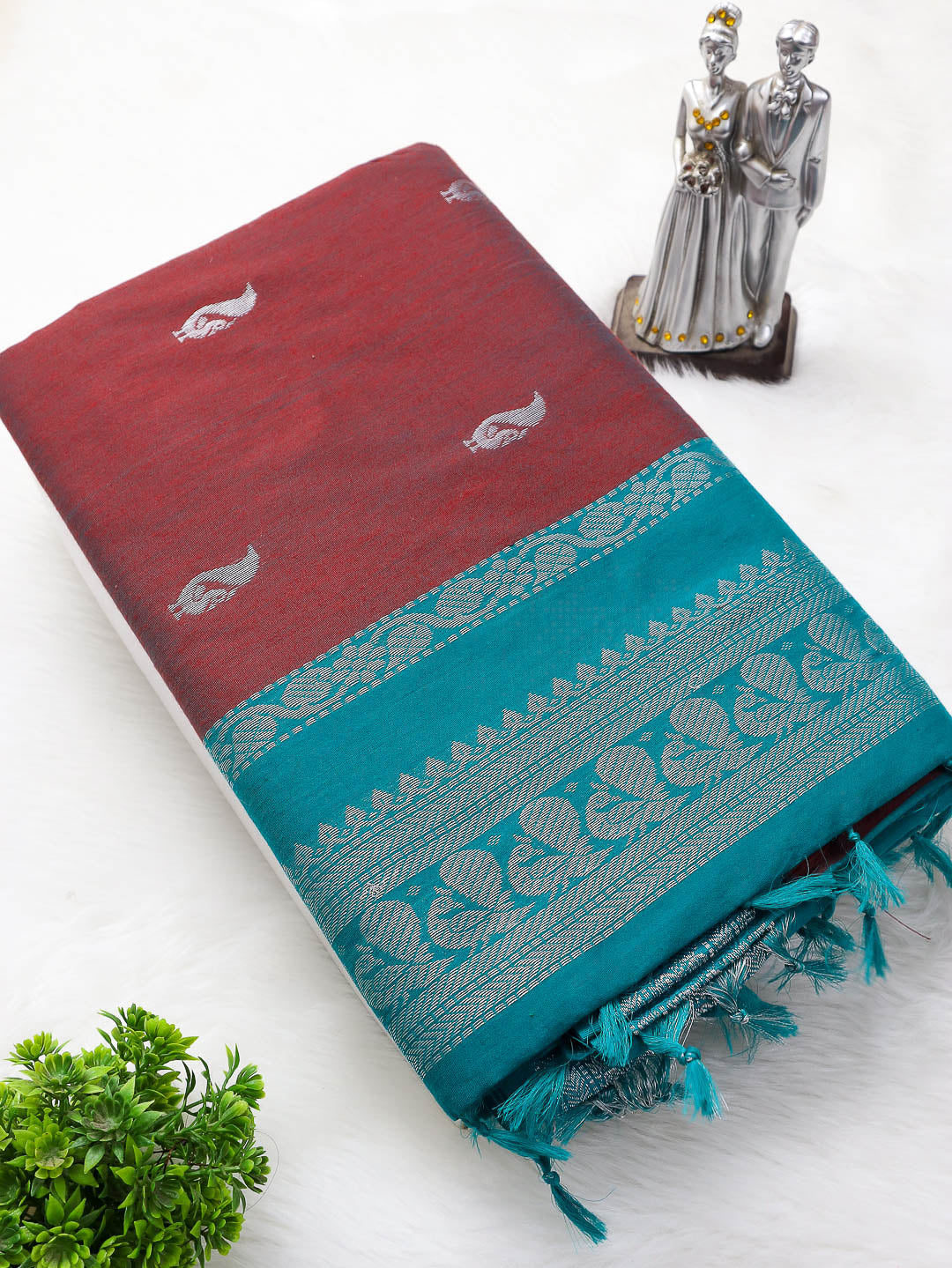 Kalyani Cotton Silver Zari Border Sarees