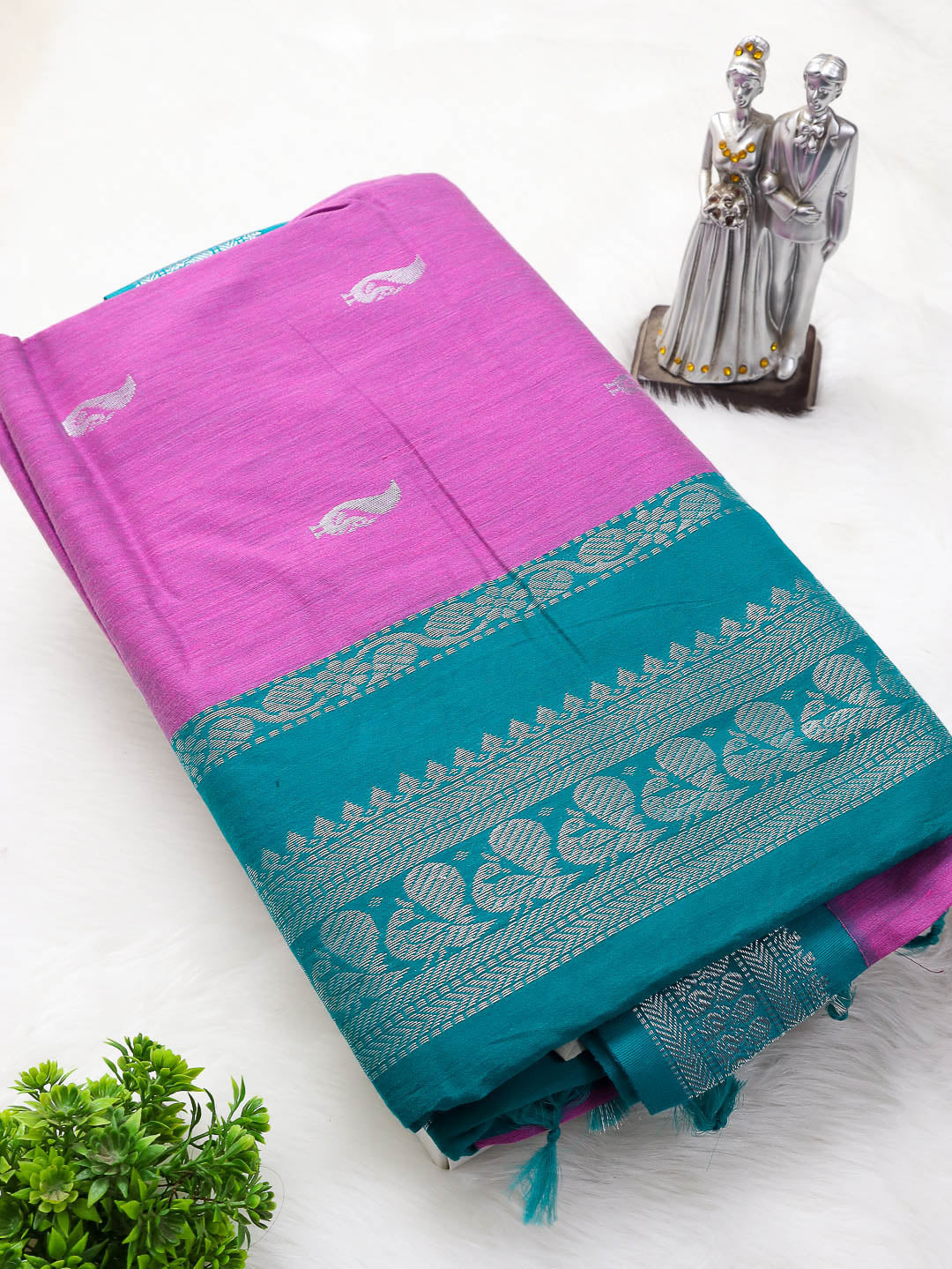 Kalyani Cotton Silver Zari Border Sarees