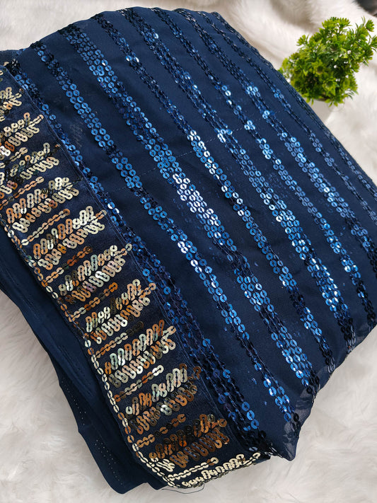 Glitter Sequence Fancy Design Saree (Party Wear)