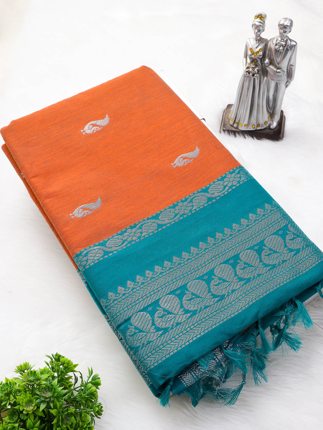 Kalyani Cotton Silver Zari Border Sarees