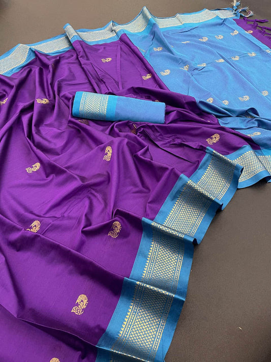 Kalyani Cotton Single Zari Border Sarees