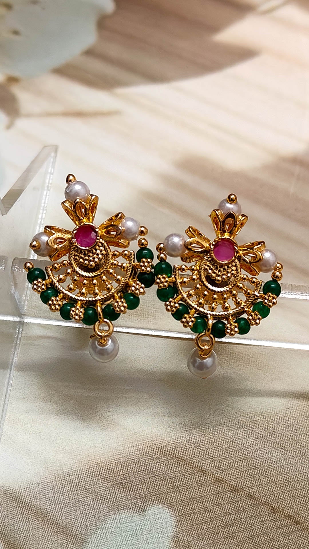 1 Gram Gold Plated Premium Pearl Stud