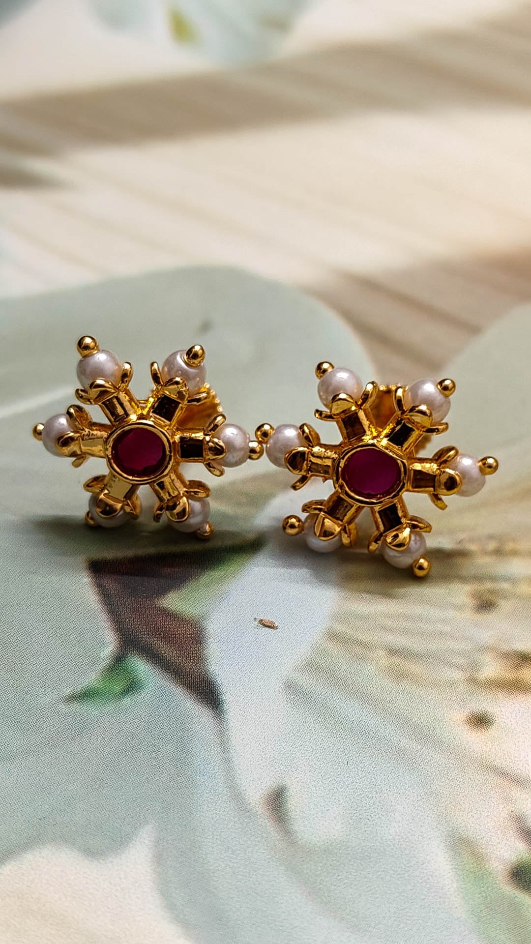1 Gram Gold Plated Premium Pearl Stud