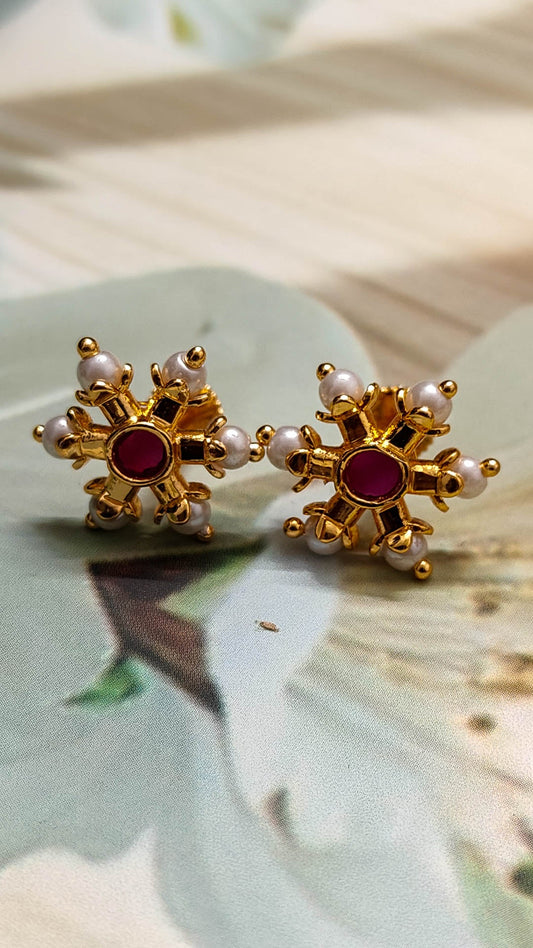 1 Gram Gold Plated Premium Pearl Stud
